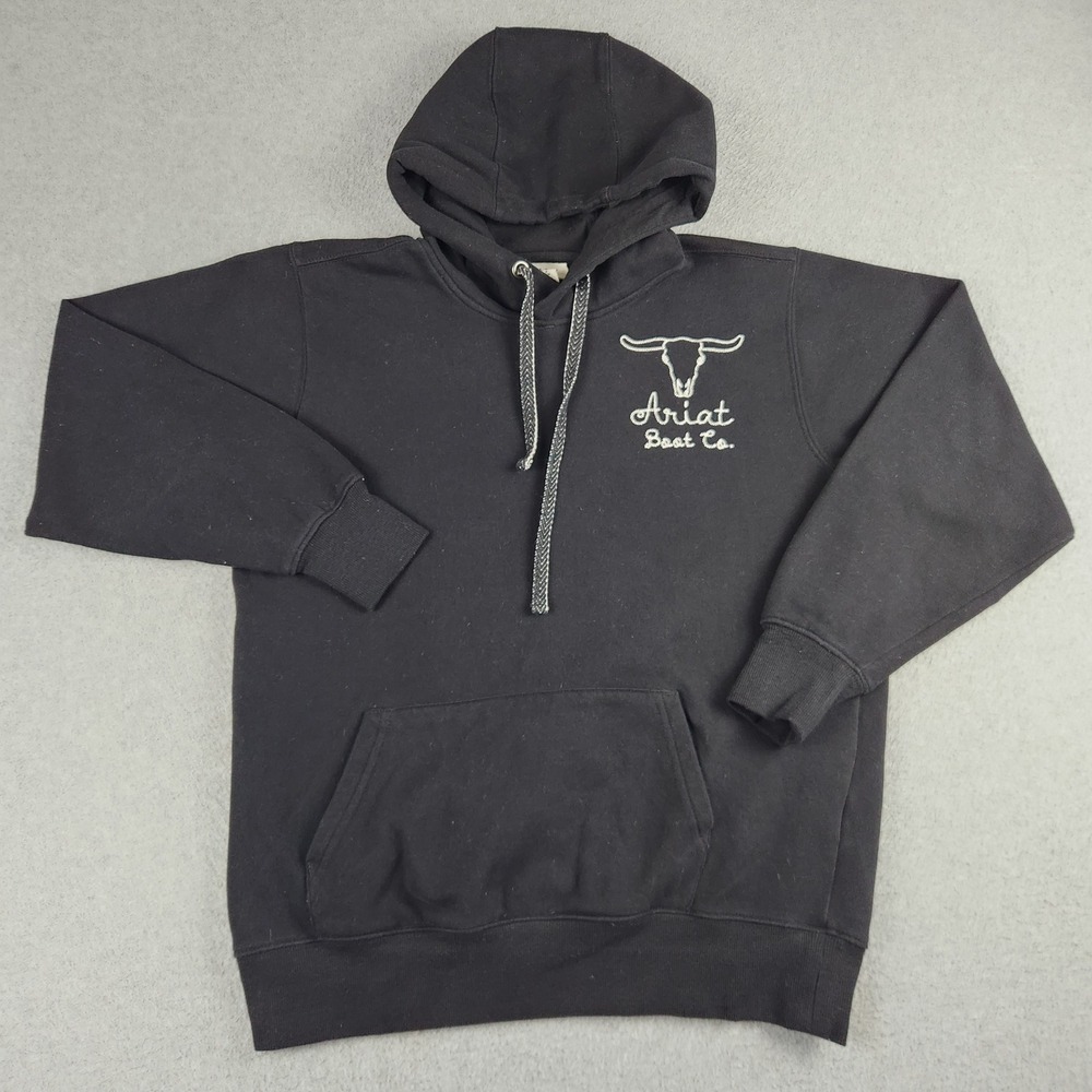 Ariat Boot Co Hoodie Women Small Black Steer Skull Fleece Lined Western Pullover